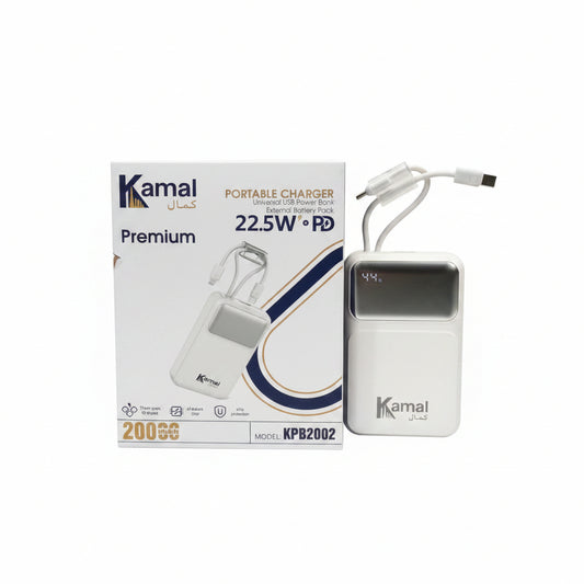 Kamal 20000mAh 22.5W PD Fast Charging Power Bank with Built-in Cables (KPB2002)