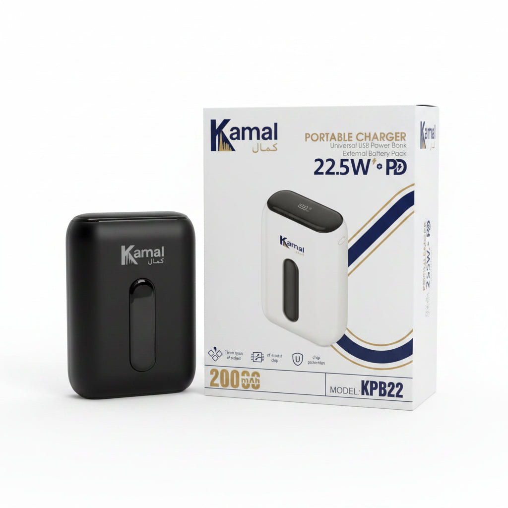 Kamal KPB22 Power Bank – 20000mAh Capacity, 22.5W Fast Charging, Digital Display
