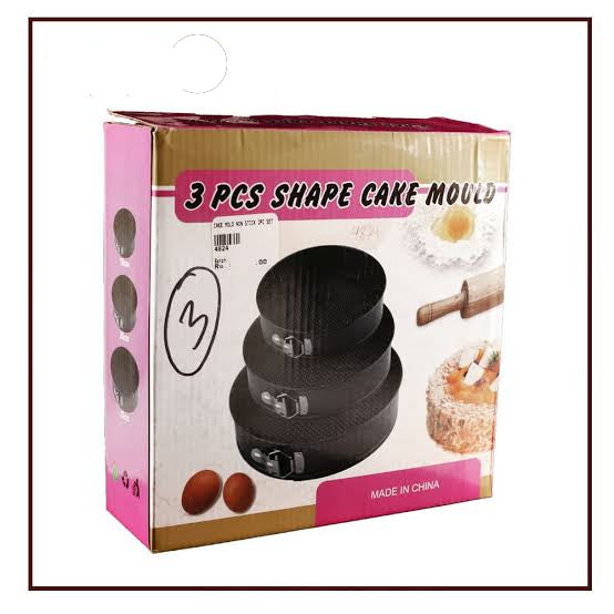 3 Pcs Shape Cake Mould – Non-Stick Springform Cake Pan Set (Small, Medium, Large)