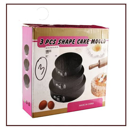 3 Pcs Shape Cake Mould – Non-Stick Springform Cake Pan Set (Small, Medium, Large)