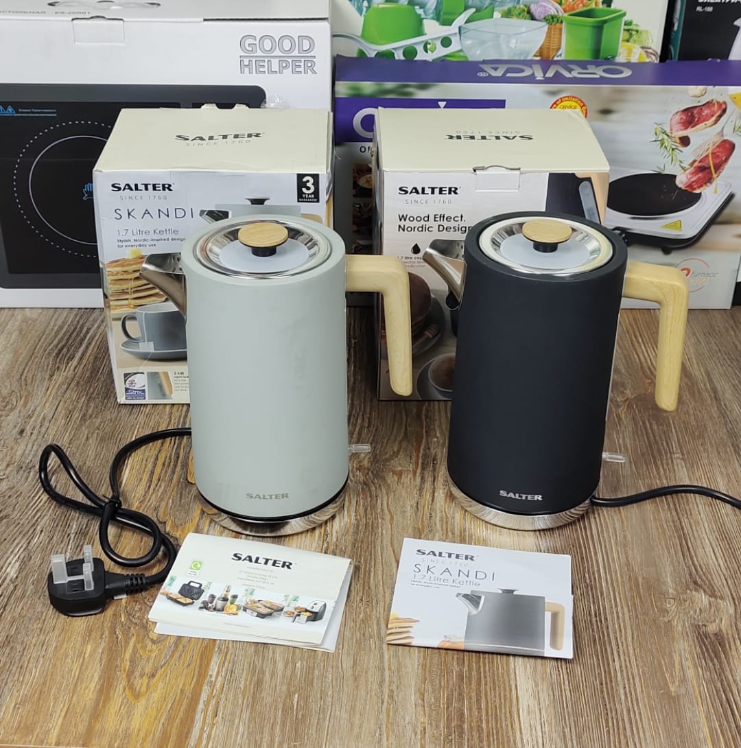 Salter Skandi 1.7L Electric Kettle – Nordic Wood Effect Design, Stainless Steel