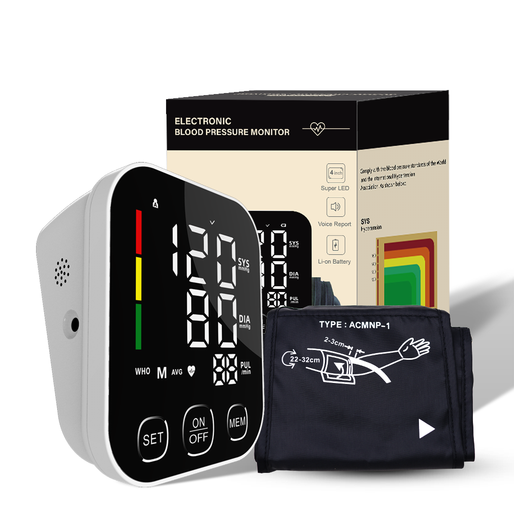 Digital Blood Pressure Monitor with Voice Function - Automatic BP Machine for Upper Arm, Large LCD Display, Bluetooth, and USB Power Supply