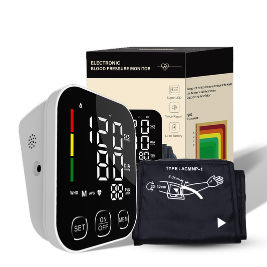 Digital Blood Pressure Monitor with Voice Function - Automatic BP Machine for Upper Arm, Large LCD Display, Bluetooth, and USB Power Supply