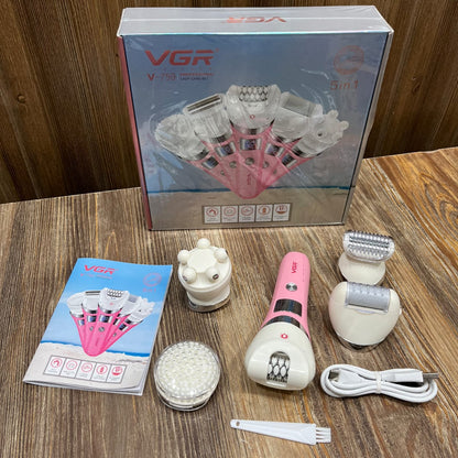 VGR V-759 Professional 5-in-1 Lady Care Set – Epilator, Shaver, Callus Remover & Facial Brush