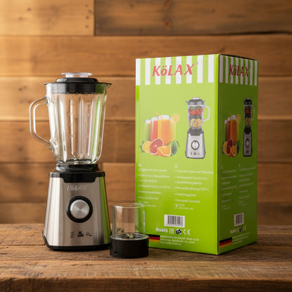 Kolax Blender + Grinder – Glass Jar | 100% Copper Motor | 5 Sharp Blades | Germany Brand (Art. No. 702306)