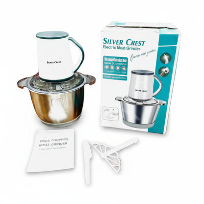 Silver Crest Electric Meat Grinder SC-011000W | Multi-Functional Food Mincer | Double Speed | Stainless Steel Bowl