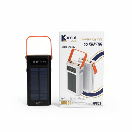 Kamal KPB53 Portable Solar Energy Charger | 50000mAh | 22.5W PD | Multi-Cable & LED Display