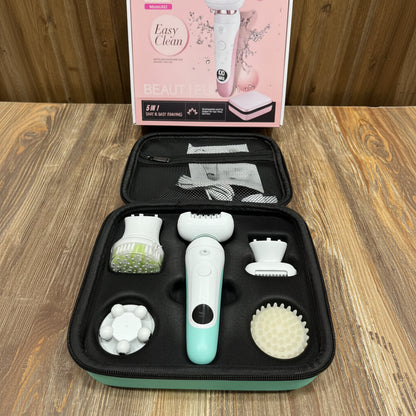 5-in-1 Rechargeable Epilator & Facial Cleansing Set for Women – Easy Clean