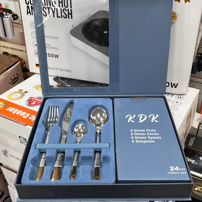 KDK 24-Piece Premium Cutlery Set with Luxury Gift Bo