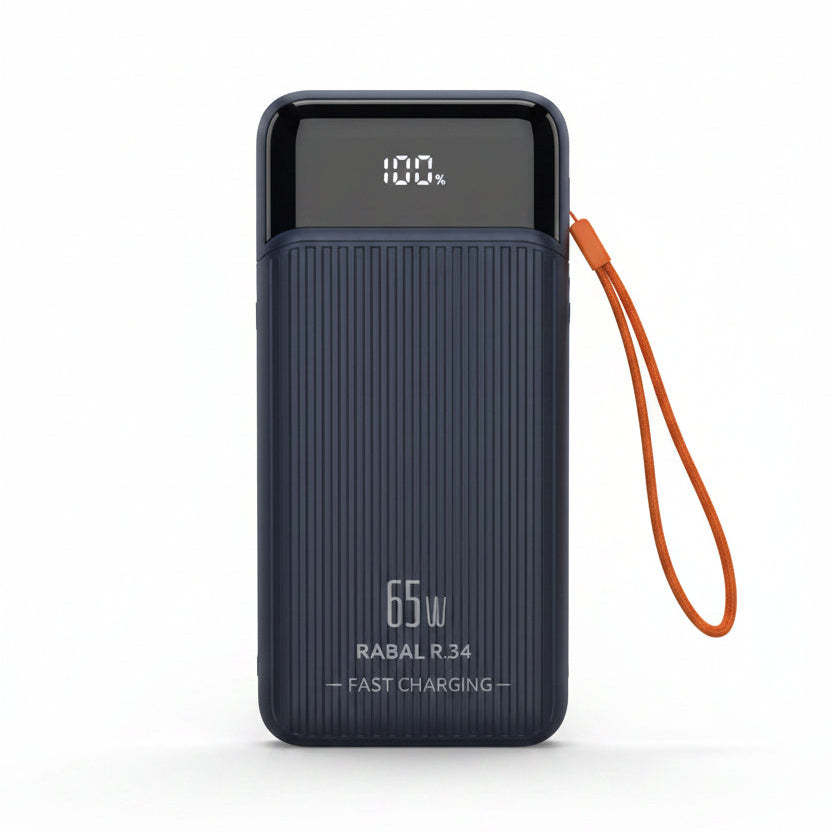 Kamal 65W 30000mAh Power Bank with Built-in Type-C & Lightning Cables, LED Digital Display Fast Charging Portable Charger