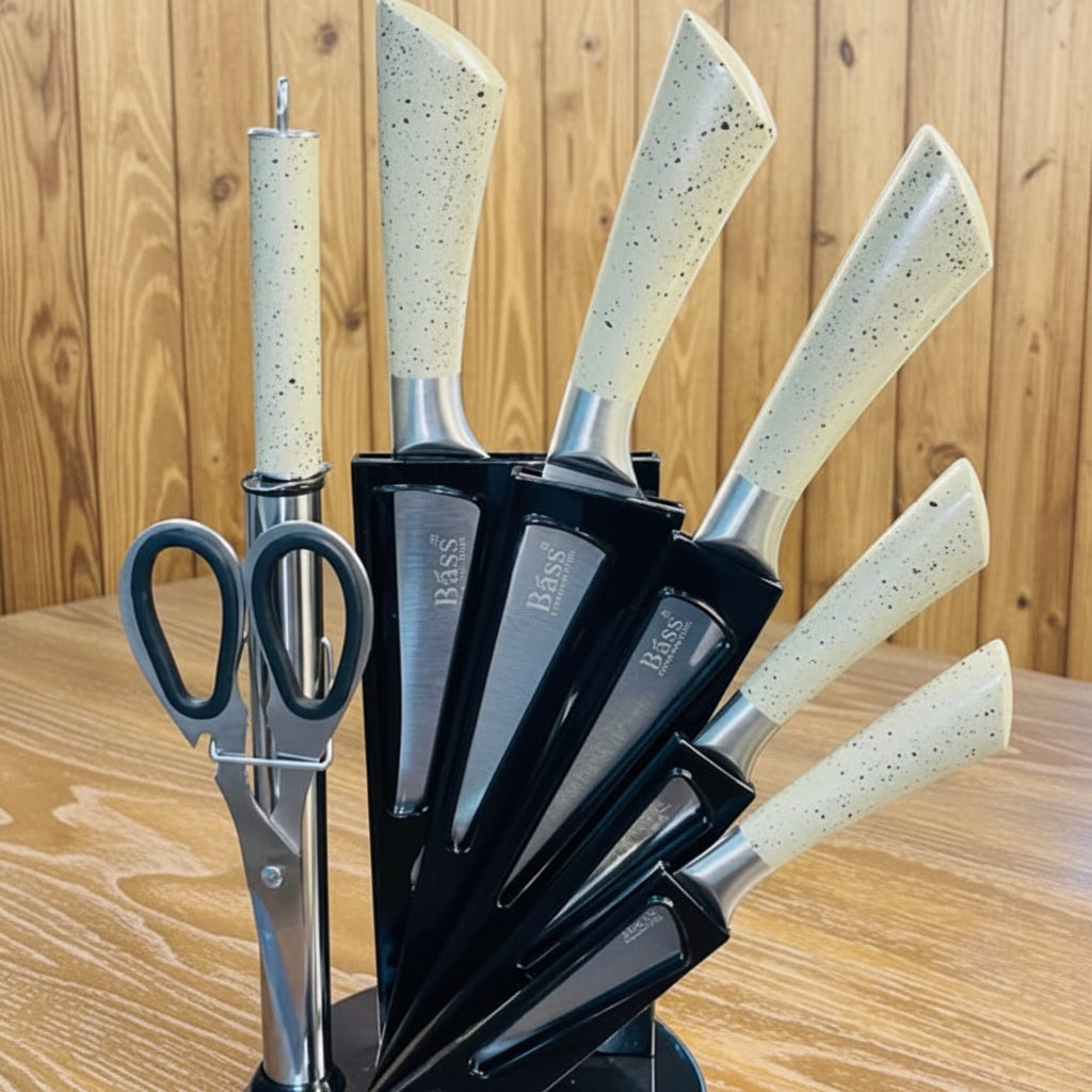 Bass 8 Piece Professional Stainless Steel Kitchen Knife Set