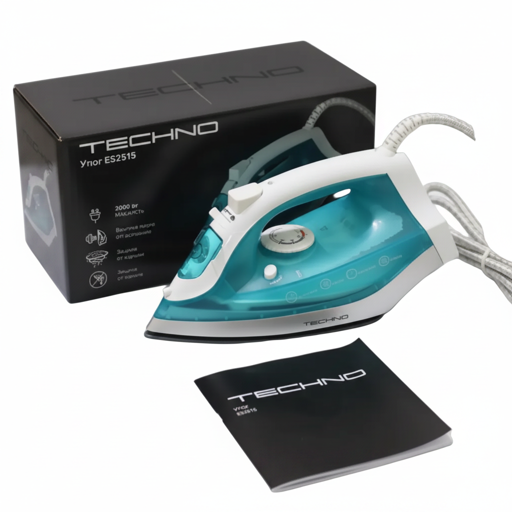 Techno ES2515 2000W Steam Iron – Anti-Drip | Self-Cleaning | Powerful Steam Burst