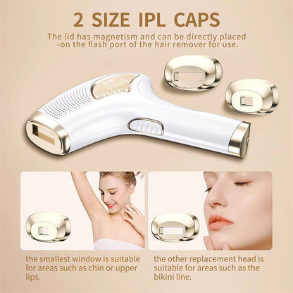 Laser Epilator IPL Hair Removal with 999990 Flashes and 9-Level Settings for Women, 2 Magnetic Replaceable Heads, Ice Cooling Function