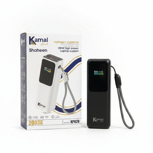 Kamal Shaheen 100W Fast Charging Power Bank, 20000mAh Lithium Battery Portable Laptop Charger with Digital Display (Model KPB29)