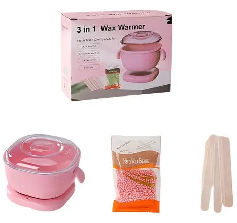 3 in 1 Wax Warmer Hair Removal Kit with Hard Wax Beans & Applicator Sticks