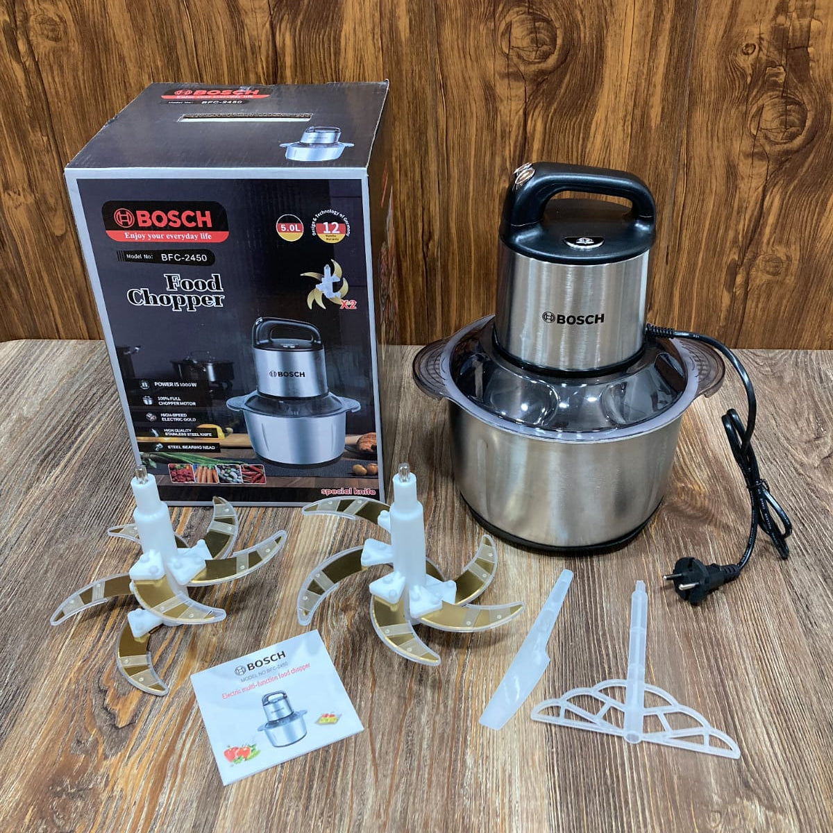 Bosch Electric Food Chopper & Meat Grinder - 5.0L Stainless Steel Bowl - High Power Multipurpose Processor