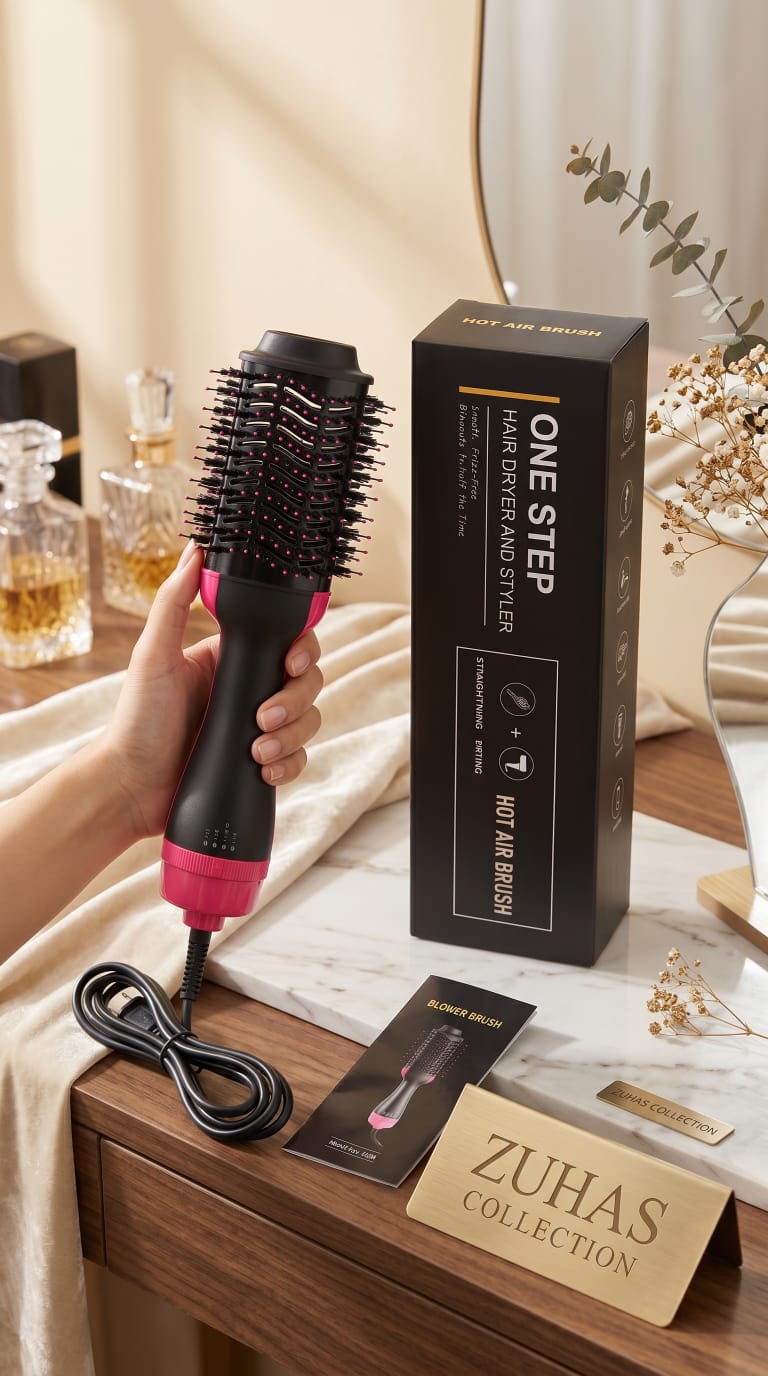 One Step Blow Hair Dryer and Volumizer Brush | Hot Air Brush Hair Styler for Straightening & Curl.