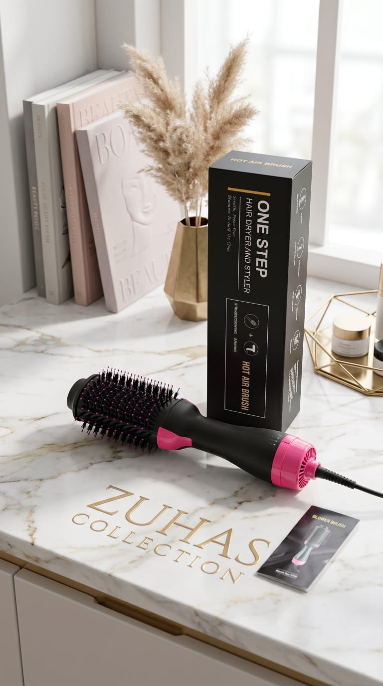 One Step Blow Hair Dryer and Volumizer Brush | Hot Air Brush Hair Styler for Straightening & Curl.