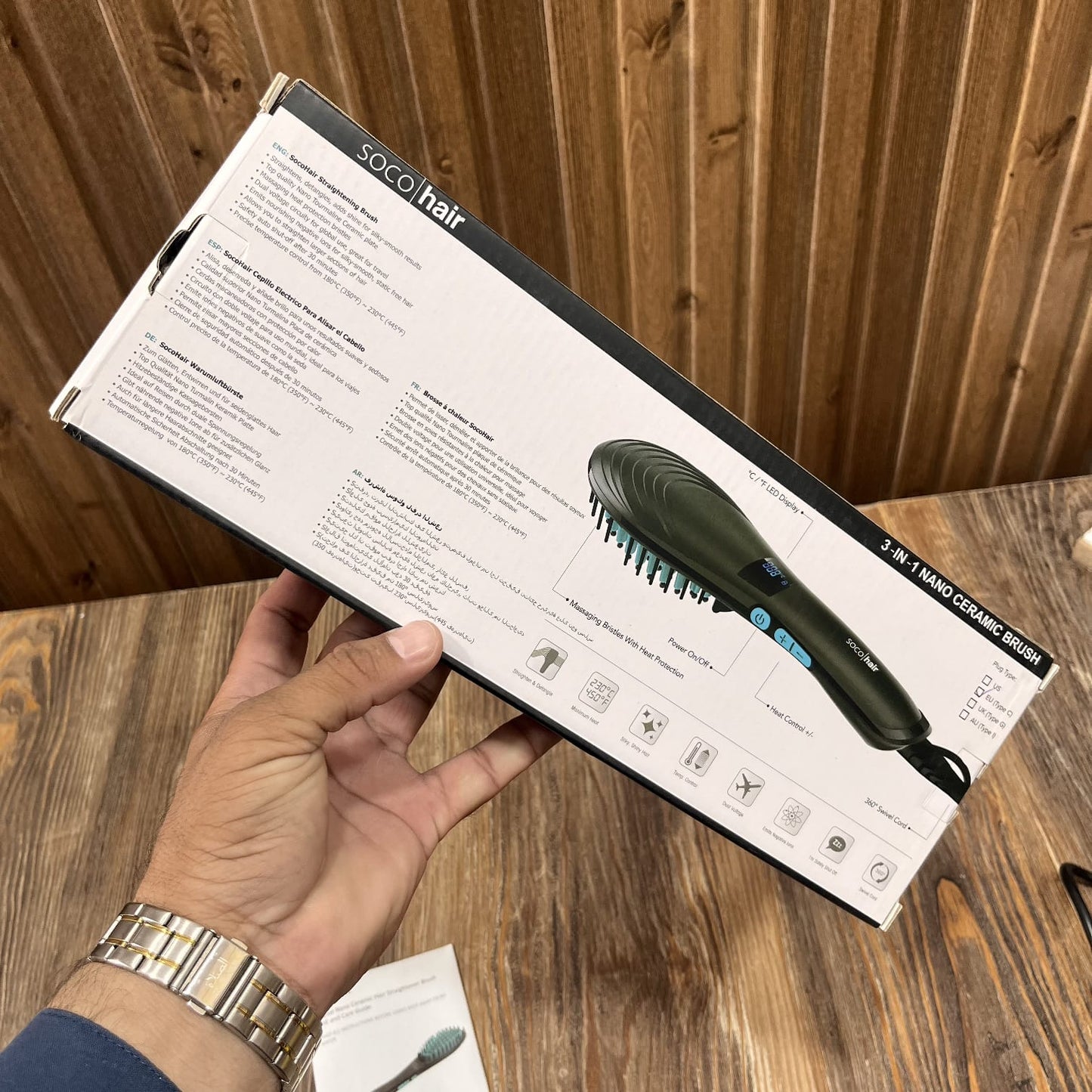 SOCO Hair Digital Hair Straightener Brush Nano ceramic