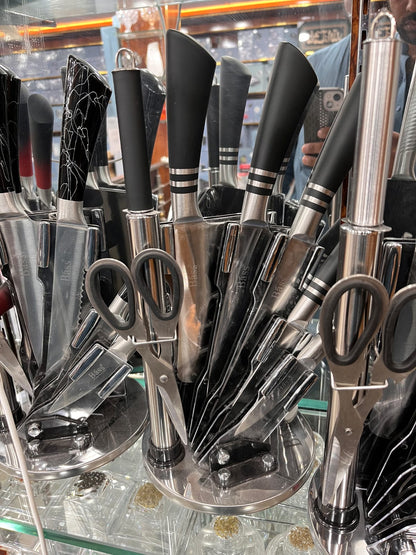BASS 8PCs Stainless Steel Knife Set with Revolving Stand