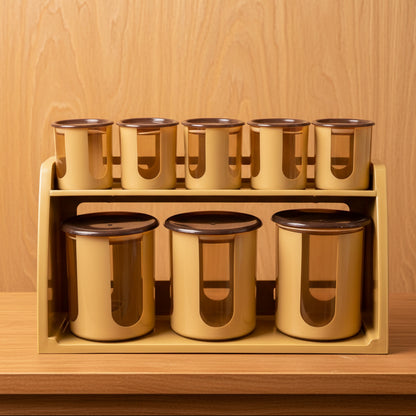 9-piece Bito spice jar and canister set with a storage stand