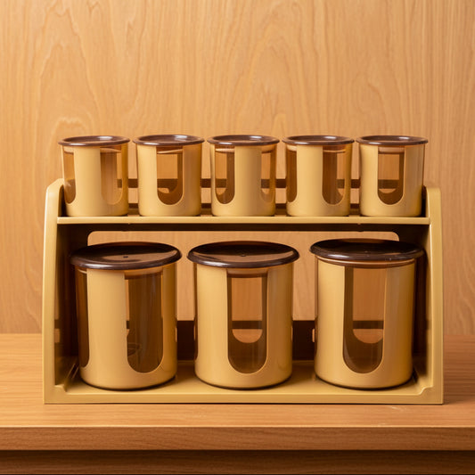 9-piece Bito spice jar and canister set with a storage stand