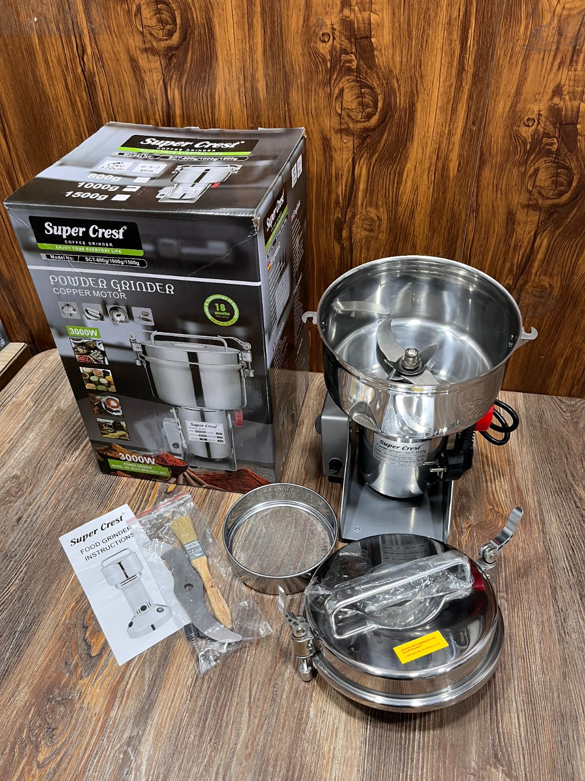 Super Crest |1000g powder grinder with a copper motor.
