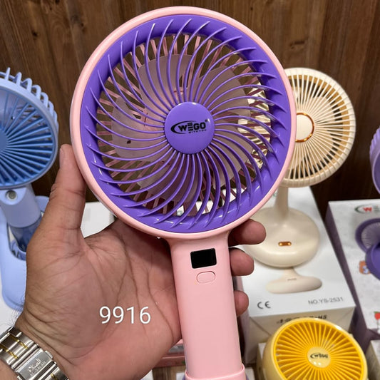 WEGO Rechargeable Desktop Cooling Fan. This specific model is a pink-and-purple portable fan