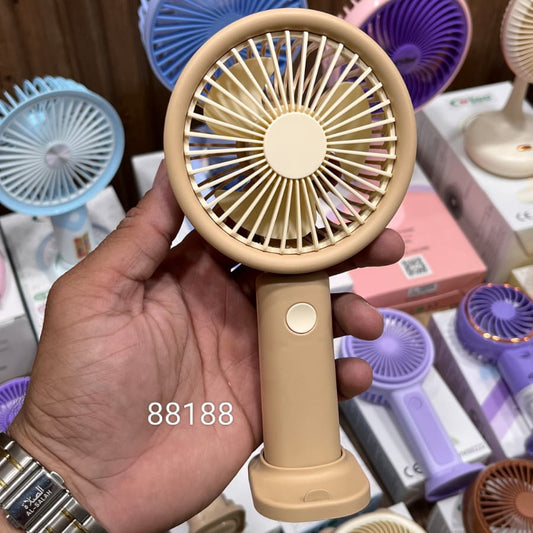 Rechargeable Portable Hand Fan With a Desktop Stand