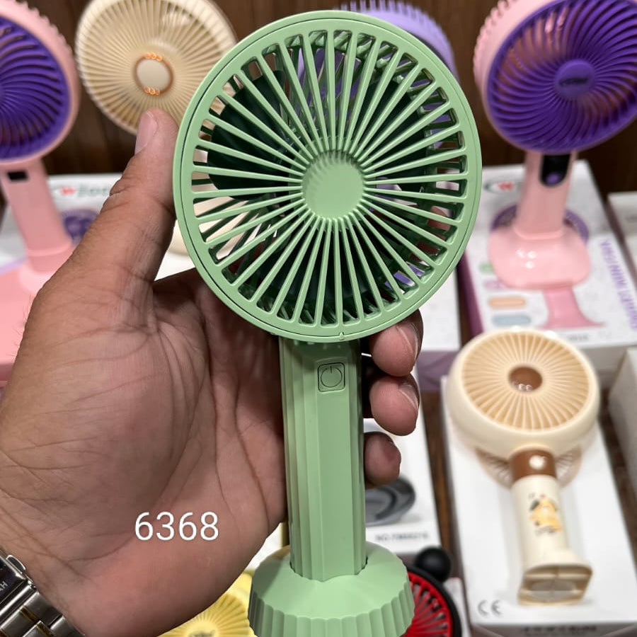 Green rechargeable portable handheld fan with a desktop stand