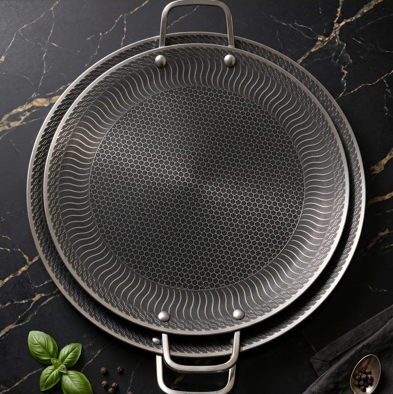 34 cm stainless steel honeycomb laser coating tawa.