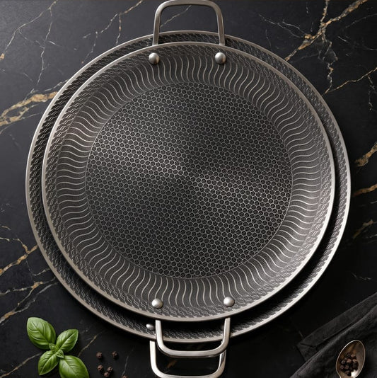 34 cm stainless steel honeycomb laser coating tawa.
