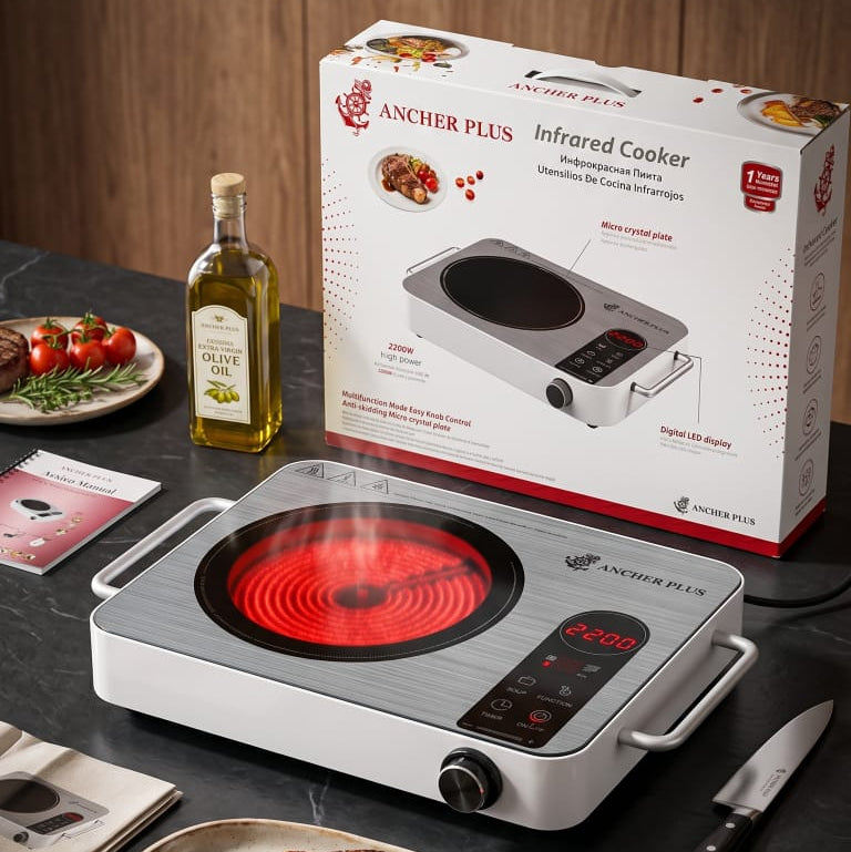 Ancher Plus 2200W Portable Single Burner Infrared Cooker with Micro Crystal Glass