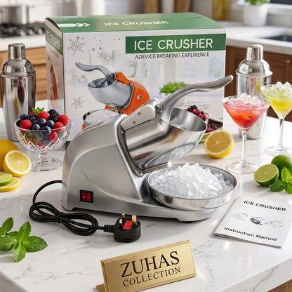 Stainless Steel Dual-Blade Electric Heavy-Duty Electric Ice Crusher Machine (300W)
