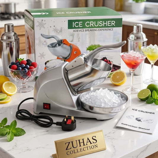 Stainless Steel Dual-Blade Electric Heavy-Duty Electric Ice Crusher Machine (300W)