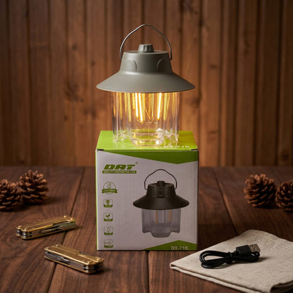 DAT DT-715 Rechargeable LED Camping Lantern – Vintage Style Ambient Tent Light