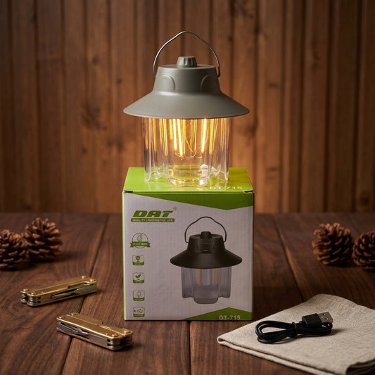 DAT DT-715 Rechargeable LED Camping Lantern – Vintage Style Ambient Tent Light