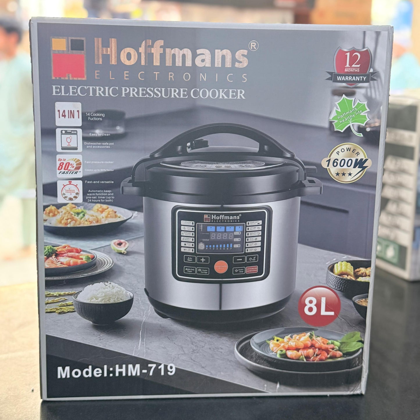 Hoffmans HM-719 Electric Pressure Cooker | 8L Capacity | 1600W High Power