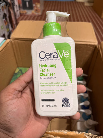 CeraVe Hydrating Facial Cleanser for normal to oily skin in an 8 FL OZ (236 mL) bottle