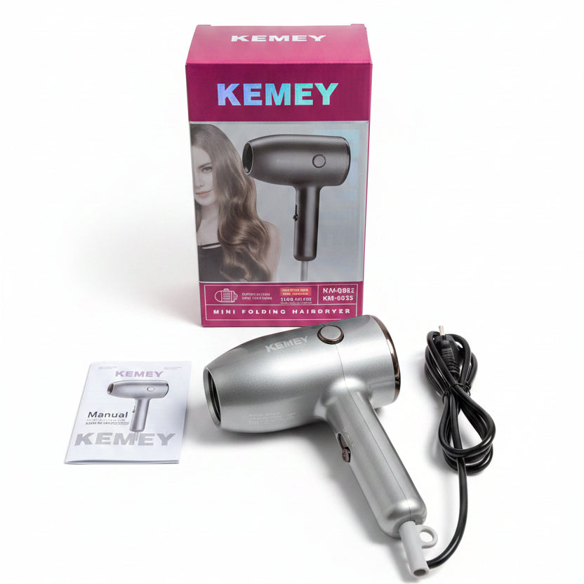 Kemei KM-6835 Travel-Friendly Folding Hair Dryer – Compact Hammer Style with Overheat Protection