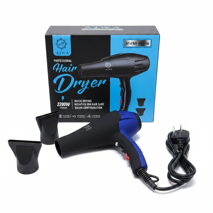 AJWA Professional Hair Dryer Set – 2200W High Power, Negative Ion Hair Care, Includes 2 Nozzle