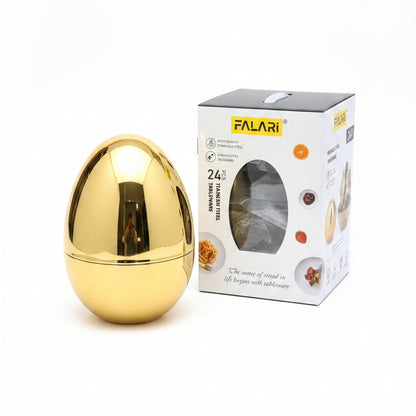 Falari 24-Piece Luxury Gold Stainless Steel Cutlery Set with Egg Storage Holder