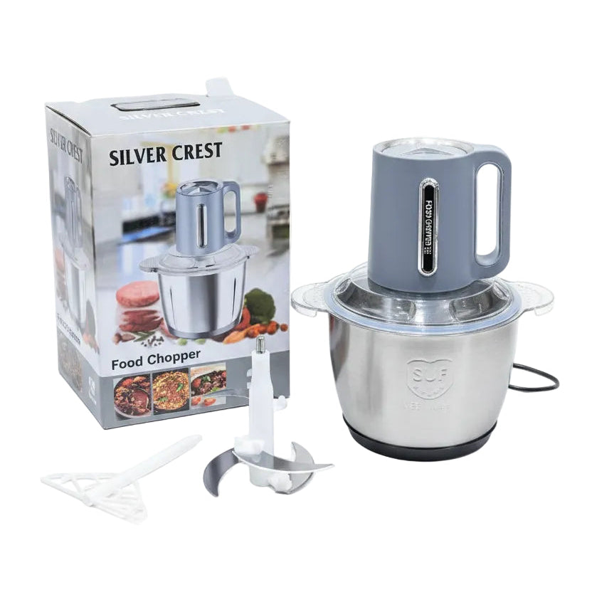 Silver Crest 4-in-1 Electric Food Chopper & Meat Grinder with 3L Stainless Steel Bow