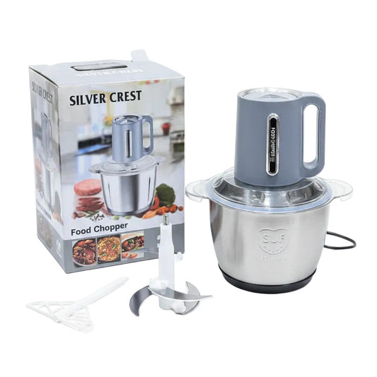 Silver Crest 4-in-1 Electric Food Chopper & Meat Grinder with 3L Stainless Steel Bow