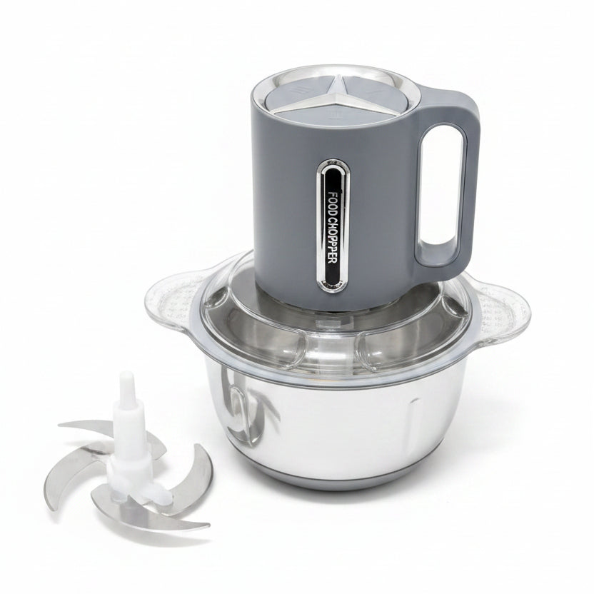 Silver Crest 4-in-1 Electric Food Chopper & Meat Grinder with 3L Stainless Steel Bow