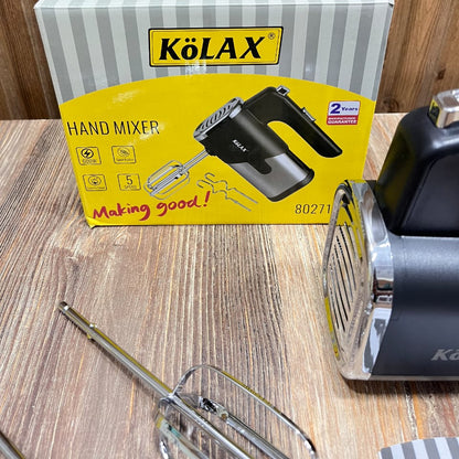 KöLAX Stainless Steel Hand Blender Mixer Machine with 4 Beaters & Dough Hooks (5-Speed Control)