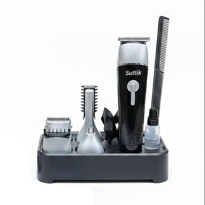 Suttik Cordless Multi-Functional Hair Trimmer – Rechargeable 5-in-1 Grooming Set with Storage Base