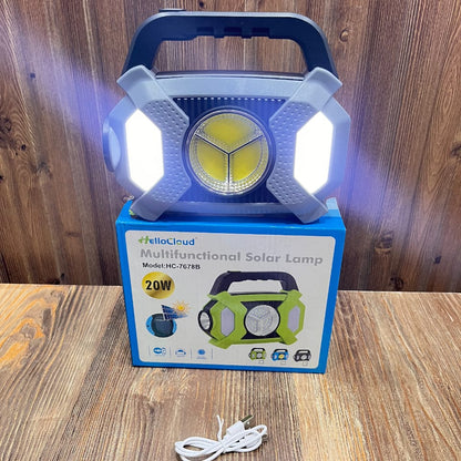 HelloCloud 20W Multifunctional Solar Lamp & Portable Power Bank - Rechargeable LED Emergency Work Ligh