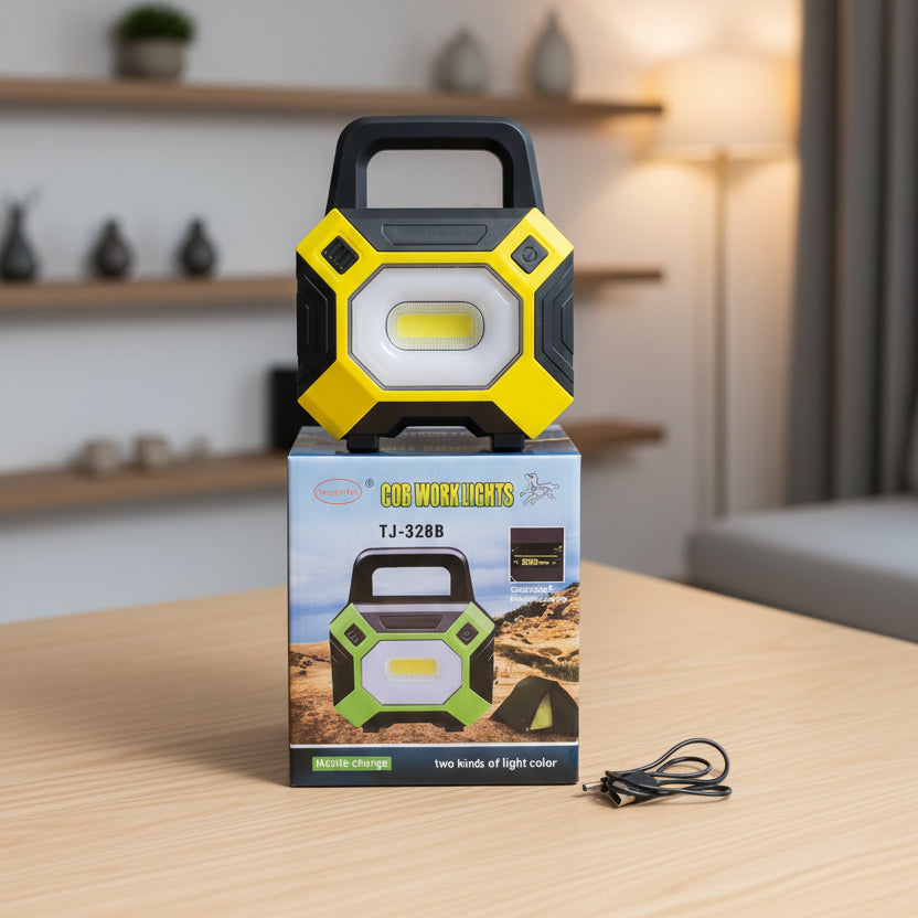 Portable Solar Emergency Work Light, Waterproof COB Floodlight for Camping & Construction