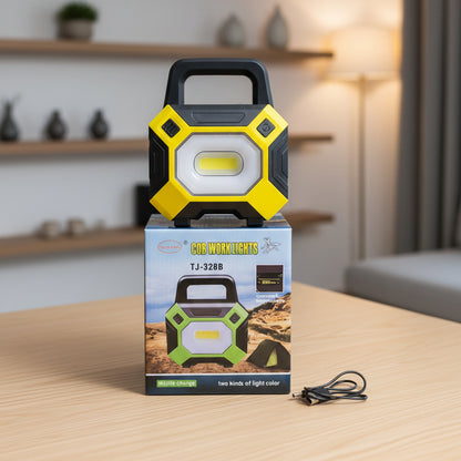 Portable Solar Emergency Work Light, Waterproof COB Floodlight for Camping & Construction